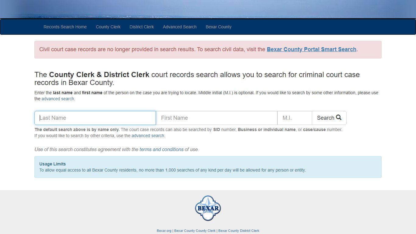 Court Records Search - Bexar County, Texas
