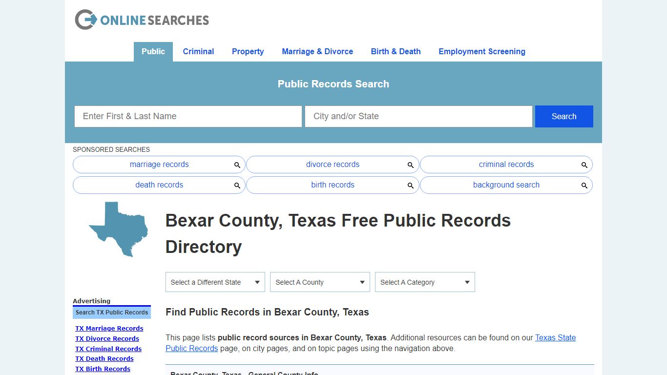 Bexar County, Texas Public Records Directory - OnlineSearches.com